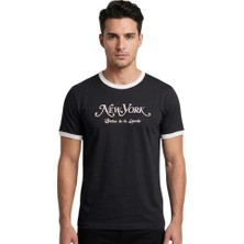 Trender York Erkek O Yaka T-Shirt New Siyah