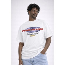Camblys Unisex Praıse The Lord Yazılı Ön Baskılı Oversize Kalın Kumaş Bol Kesim Pamuklu T-Shirt