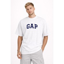 Camblys Unisex Logo Gapp Baskılı Oversize Kalın Kumaş Bol Kesim Pamuklu T-Shirt