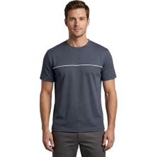 O Yaka Tek Biyeli Trender Erkek T-Shirt Modal Füme