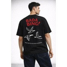 Camblys Unisex Bada Bind Sopranos Dizi Replik Sırt Baskılı Oversize Kalın Kumaş Bol Kesim Pamuklu T-Shirt