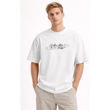Camblys Trinity Ön Baskılı Oversize Kalın Kumaş Bol Kalıp Unisex T-Shirt