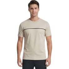 O Yaka Tek Biyeli Trender Erkek T-Shirt Modal Taş