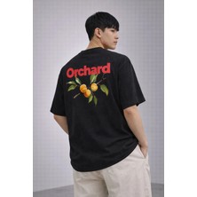 Camblys Unisex Orchard Kayısı Meyve Baskılı Oversize Kalın Kumaş Bol Kesim Pamuklu T-Shirt