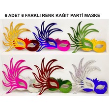 Derin Stok Rengarenk Kağıt Parti Balo Maskesi 6 Adet