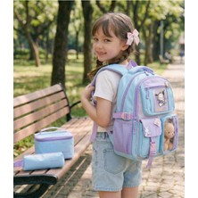 Relaxion Peluş Oyuncak Detaylı 3'lü Ilkokul Çanta Seti - Çok Bölmeli Su Itici Erkek Çocuk Okul Çantası Siyah