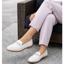 TwoEgoist Kadın Hakiki Deri Günlük Tokalı Klasik  Babet Loafer Ayakkabı