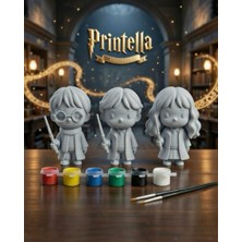 Printella Harry Potter Boyama Seti – 3 Figür, 6 Renk Boya, 2 Fırça – Kendin Boya Hobi ve Dekoratif Figür Seti
