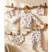 Mahfel 5'li Bisikletli Ayı %100 Pamuk Premium Hastane Çıkış Seti 009