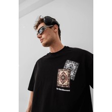 Tarz Yeri Baskılı Oversize T-shirt - Siyah -