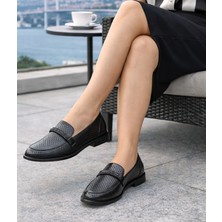 TwoEgoist Kadın Hakiki Deri Günlük Tokalı Klasik  Babet Loafer Ayakkabı