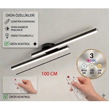 Laaysa 3 Renk Yanabilen Modern Tavan Koridor Aydınlatması Çubuk LED Lineer Avize Ikili (Kumandalı)