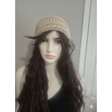 Hobi Universe El Örgüsü Kadın Bere Kışlık Yünlü Dökümlü Oversize Bohem Tarz Slouchy Şapka Modeli