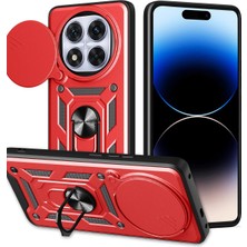 Hnrlishp Newface Xiaomi Redmi Note 14  Plus Kılıf Pars Lens Yüzüklü Silikon - Kırmızı