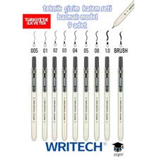 Writech Teknik Çizim Kalem Seti Basmalı Model 9 Adet Siyah Mürekkep Tr'de Ilk