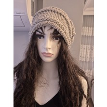 Hobi Universe El Örgüsü Kadın Bere Kışlık Yünlü Dökümlü Oversize Bohem Tarz Slouchy Şapka Modeli