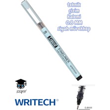 Writech Teknik Çizim Kalemi Siyah Mürekkep Drawing Pencil Metal Klips Çelik Uç