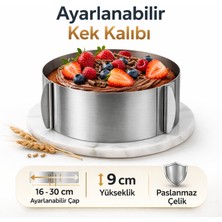 Aşkana 16-30 cm  Arası Ayarlanabilir Kek Kalıbı,paslanmaz Çelik Pasta Çemberi,profesyonel Pasta Kalıbı