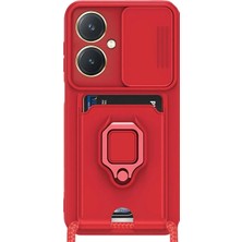 Eco Port Vivo Y27 Kılıf Zuma Kartvizitli Yüzüklü Silikon - Kırmızı