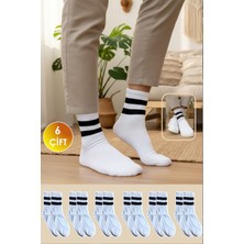 Yasyas 6 Çift Unisex Çizgili Tenis Kolej Çorap