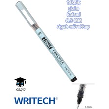 Writech Teknik Çizim Kalemi Siyah Mürekkep Drawing Pencil Metal Klips Çelik Uç