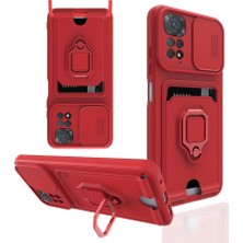 Eco Port Xiaomi Redmi Note 11 Pro Kılıf Zuma Kartvizitli Yüzüklü Silikon - Kırmızı