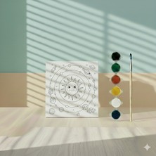 Hobi Universe Gezegenler ve Güneş Sistemi Eğitici 6 Renk Boya Fırçalı Uzay Temalı Eğitici Çocuk Tuval Boyama Seti