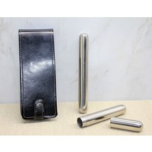 EkoAlışverişDünyam Deri Kılıflı Ikili Paslanmaz Çelik Puro Tüpü