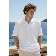 Damga Erkek Premium Comfort Beyaz Polo Yaka T Shirt