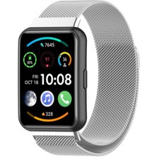 Huawei Watch Fit 2 Uyumlu Kordon Hasır Metal Mıknatıslı Örgü Zore Krd-01 Kayış