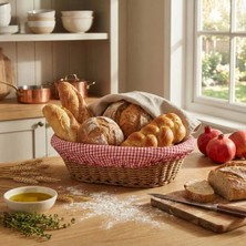 EkoAlışverişDünyam Oval Renkli Bezli Ip Hasır Ekmek Sepeti