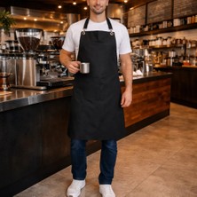 Mutfak Önlüğü siyah Leke Tutmayan Kumaş Ayar Askılı