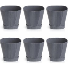 Omnipazar SO-ZB05 Zambak Dekoratif Plastik Saksı 8.8 Litre No:5 Antrasit 6 Adet