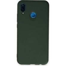 Hnrlishp Newface Huawei P20 Lite Kılıf Nano Içi Kadife Silikon - Koyu Yeşil