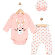 GMG Collection Baby Puantiyeli Tavşan 3 Lü Badili Takım 6 Ay ,9 Ay Kız Bebek Zıbın