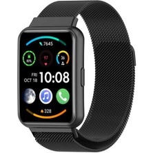 Huawei Watch Fit 2 Uyumlu Kordon Hasır Metal Mıknatıslı Örgü Zore Krd-01 Kayış