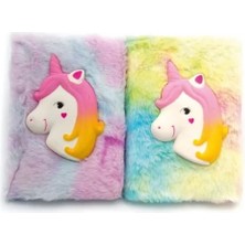EkoAlışverişDünyam Kabartmalı Unicorn Tasarımlı Peluş Hatıra Defteri