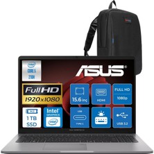 Asus Expertbook P1 P1503CVA Intel® Core™ 5 210H 8gb Ddr5 1tb SSD 15.6" Fullhd (1920 x 1080) 300NITS Freedos Taşınabilir Bilgisayar + Cimete Çanta