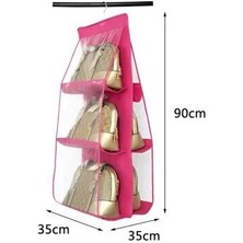 EkoAlışverişDünyam 6 Gözlü Pratik Dolap Içi Çanta Askılığı/organizer (Pembe)