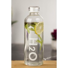 H2O Borosilikat Cam Matara Vakum Kapaklı Su Şişesi Suluk Beyaz 1000 ml