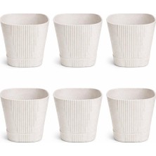 Omnipazar SO-ZB05 Zambak Dekoratif Plastik Saksı 8.8 Litre No:5 Kirli Beyaz 6 Adet
