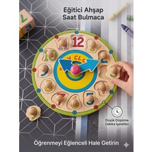 Direkstoktan Ahşap Eğitici Saat Yapboz – Renkli Şekiller ve Sayılar Öğrenme Seti / Wooden Toys Dijital Clock Toys