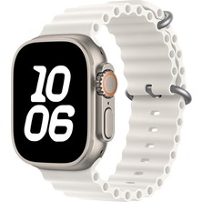 Apple Watch Ultra 49MM Uyumlu Kordon Ocean Silikon Yumuşak Esnek Metal Tokalı Zore Krd-75 Kayış