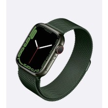 Apple Watch 7 45MM Uyumlu Kordon Hasır Metal Mıknatıslı Örgü Zore Krd-01 Kayış