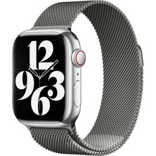 Apple Watch 7 45MM Uyumlu Kordon Hasır Metal Mıknatıslı Örgü Zore Krd-01 Kayış