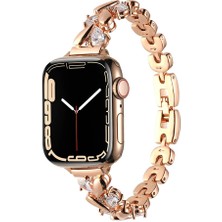 Apple Watch 7 45MM Uyumlu Kordon Metal Taşlı Luxury Paslanmaz Zore KRD-103 Kayış