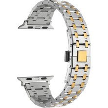 Apple Watch 7 45MM Uyumlu Kordon Paslanmaz Metal Çift Renkli Zore Krd-83 Kayış