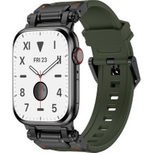 Apple Watch 7 45MM Uyumlu Zore KRD-101 Titanyum Metal Başlıklı Silikon Kordon
