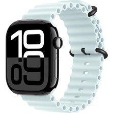 Apple Watch 7 45MM Uyumlu Kordon Ocean Silikon Yumuşak Esnek Metal Tokalı Zore Krd-75 Kayış