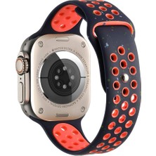 Zore Apple Watch 7 45MM Uyumlu Kordon Silikon Esnek Yumuşak Delikli Spor Krd-02 Kayış